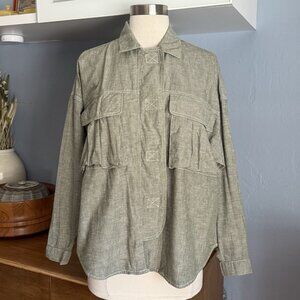Vintage 80s 90s Esprit Sport Cargo Pockets Utility Shirt Boxy Oversized Size S